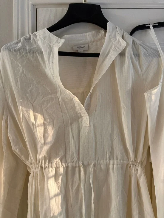 Style & Co Women's Cream Tiered Long-Sleeve Drawstring Dress - Picture 11 of 16